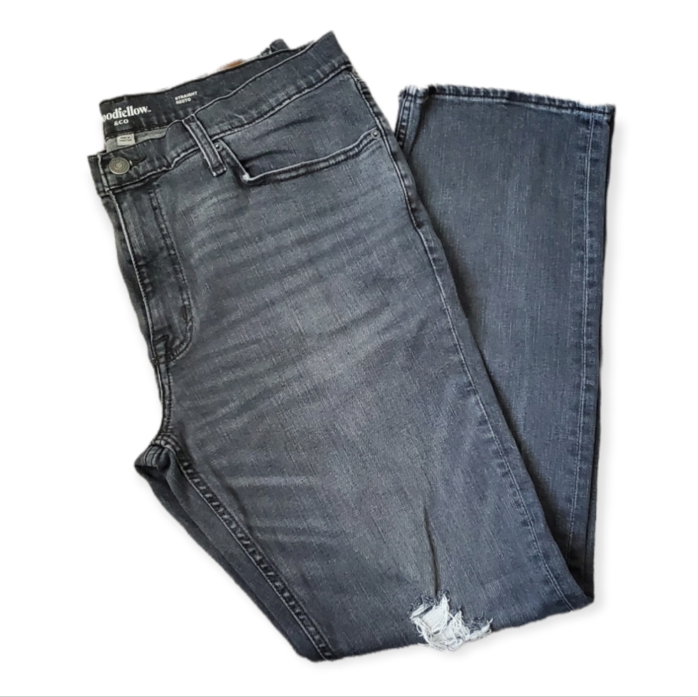 Goodfellow Mens Dark Gray Distressed Jeans